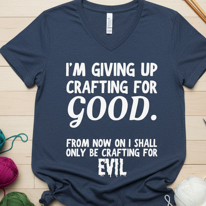 Crafting for Good V Neck T-Shirt Heather Navy / S