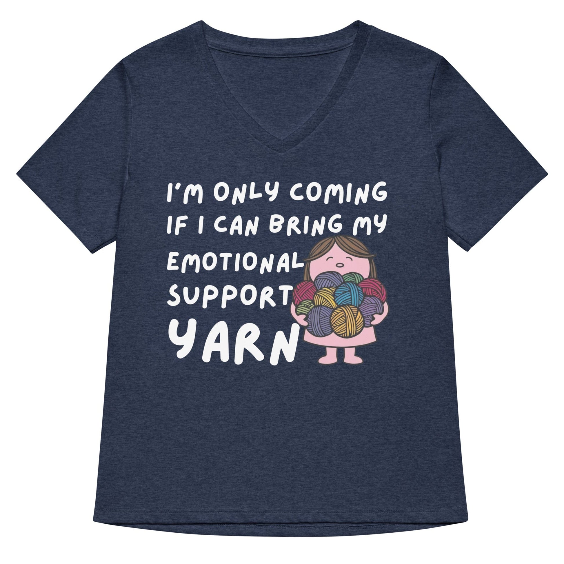Emotional Support V Neck T-Shirt Heather Navy / S