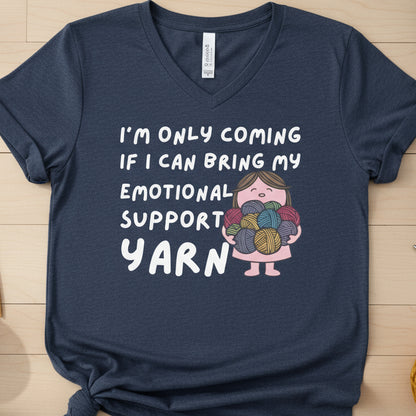 Emotional Support V Neck T-Shirt Heather Navy / S