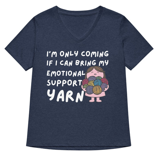Emotional Support V Neck T-Shirt Heather Navy / S