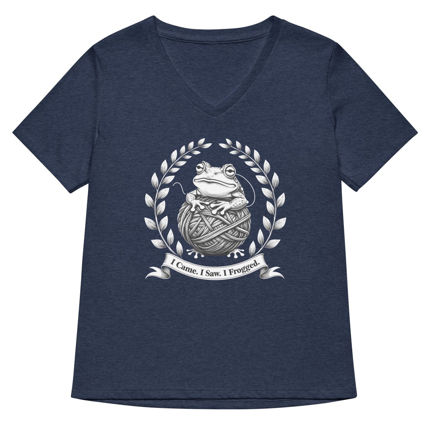 I came, I saw, I Frogged V Neck T-Shirt Heather Navy / S