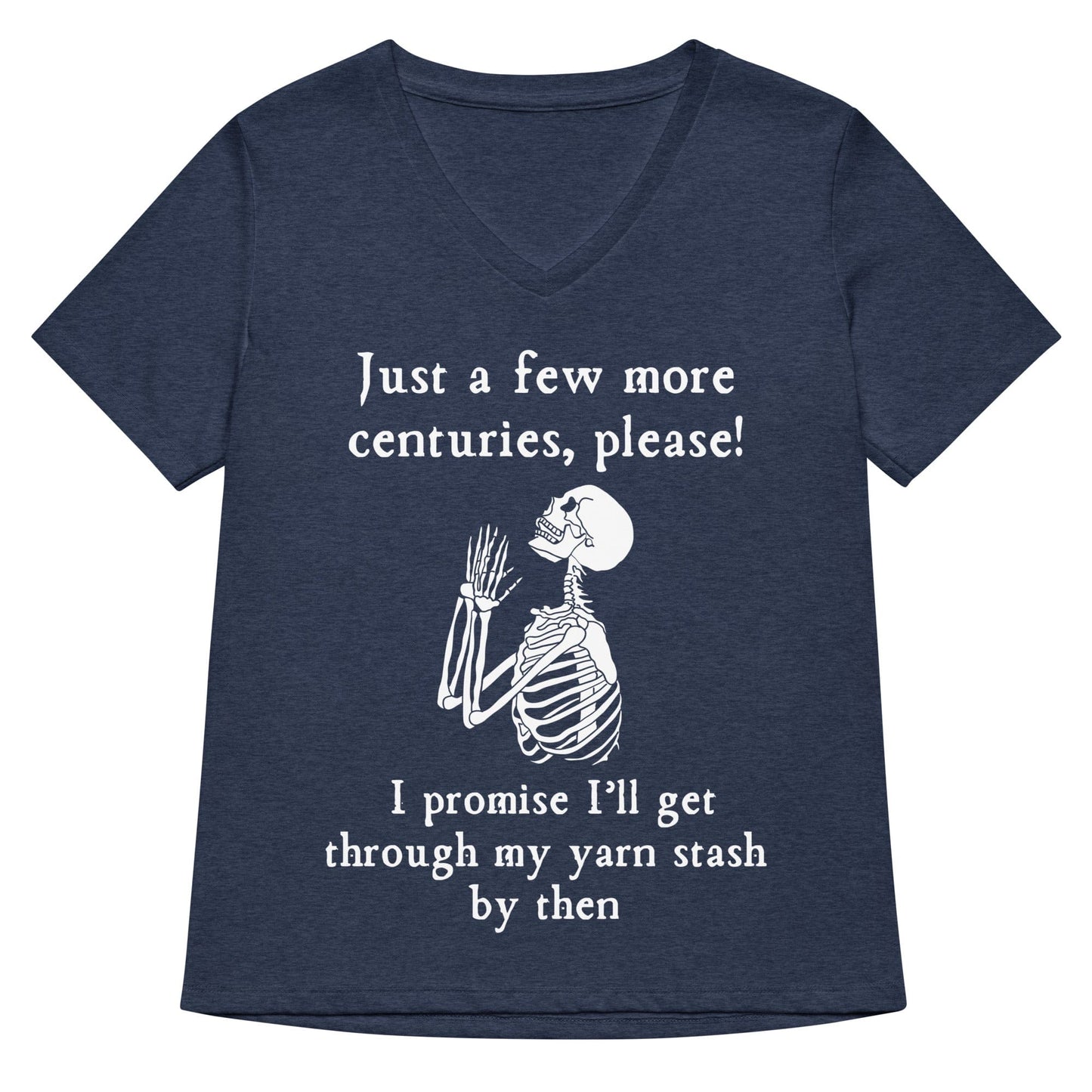 Just a Bit Longer V Neck T-Shirt Heather Navy / S