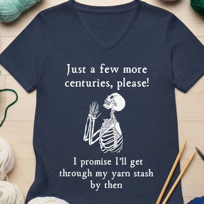 Just a Bit Longer V Neck T-Shirt Heather Navy / S