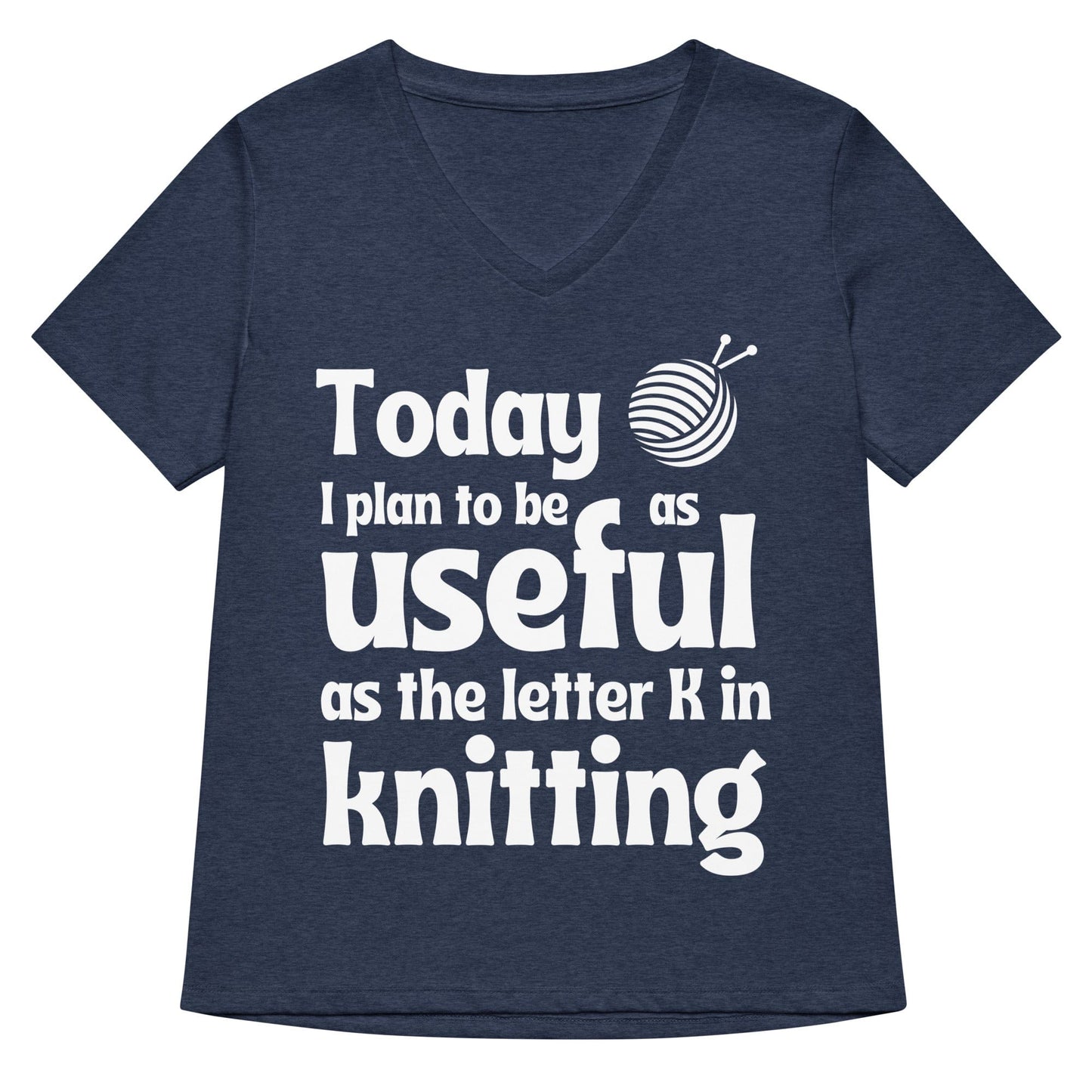 K in Knitting V Neck T-Shirt Heather Navy / S