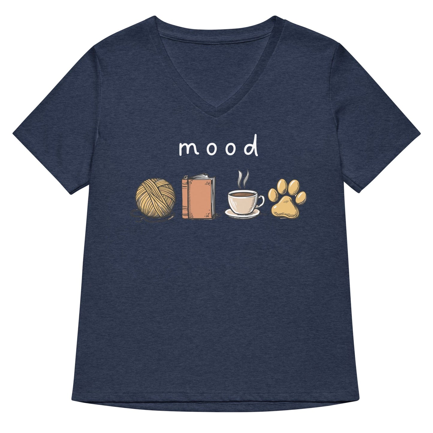 Mood V Neck T-Shirt Heather Navy / S
