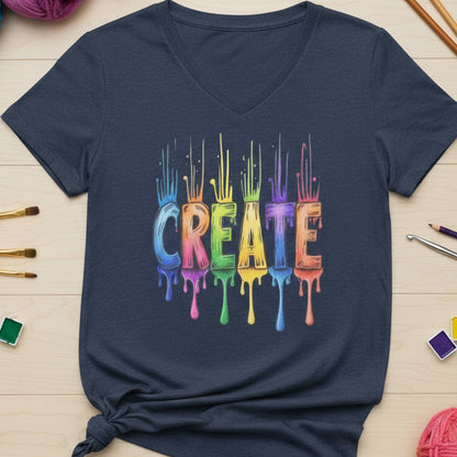 Rainbow Create V Neck T-Shirt Heather Navy / S