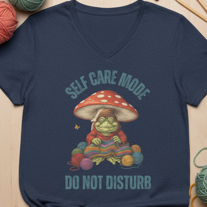 Self Care Mode V Neck T-Shirt Heather Navy / S