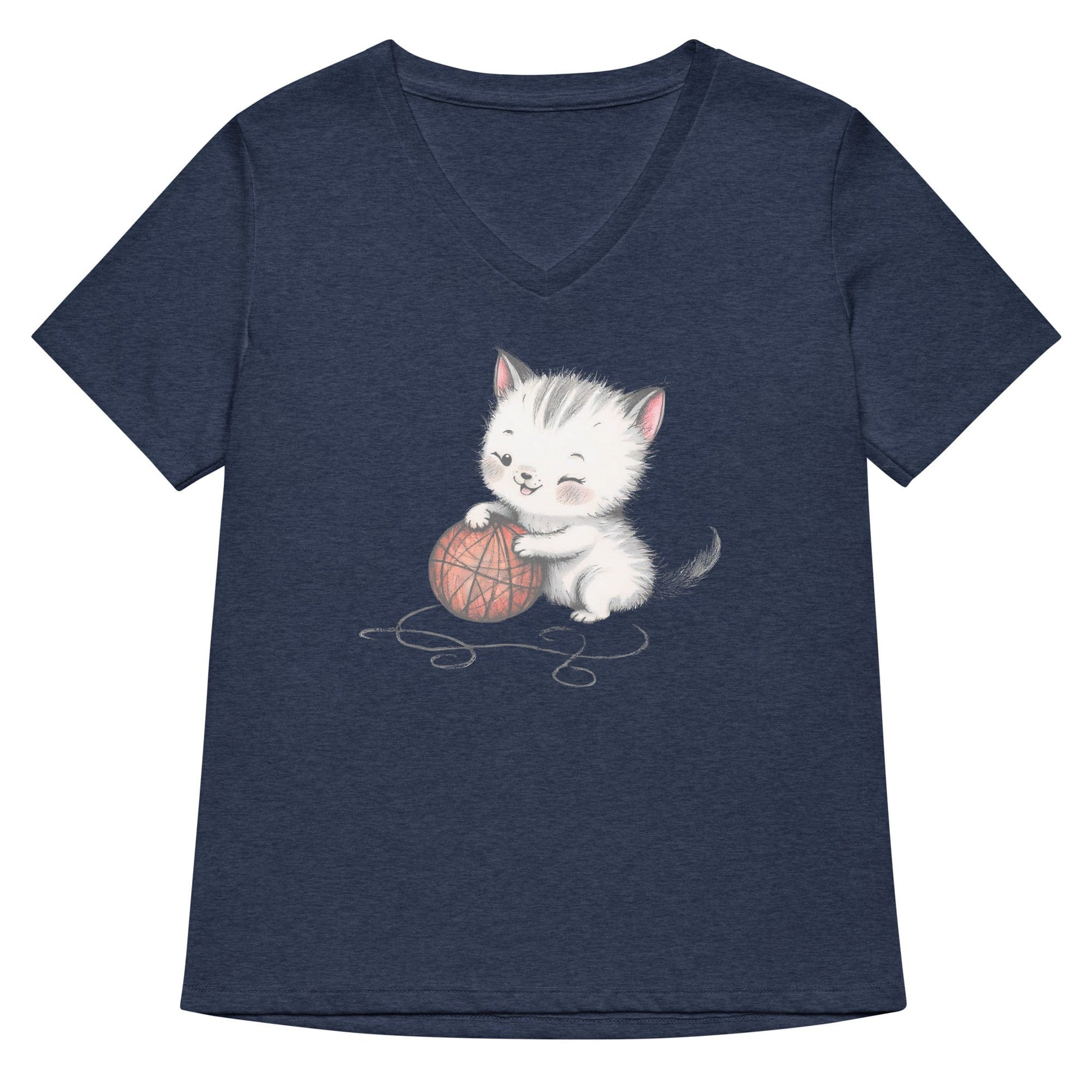 Soft Kitty V Neck T-Shirt Heather Navy / S