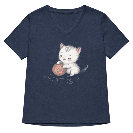 Soft Kitty V Neck T-Shirt Heather Navy / S