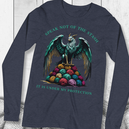Speak Not of the Stash Long Sleeve T-Shirt Heather Navy / S