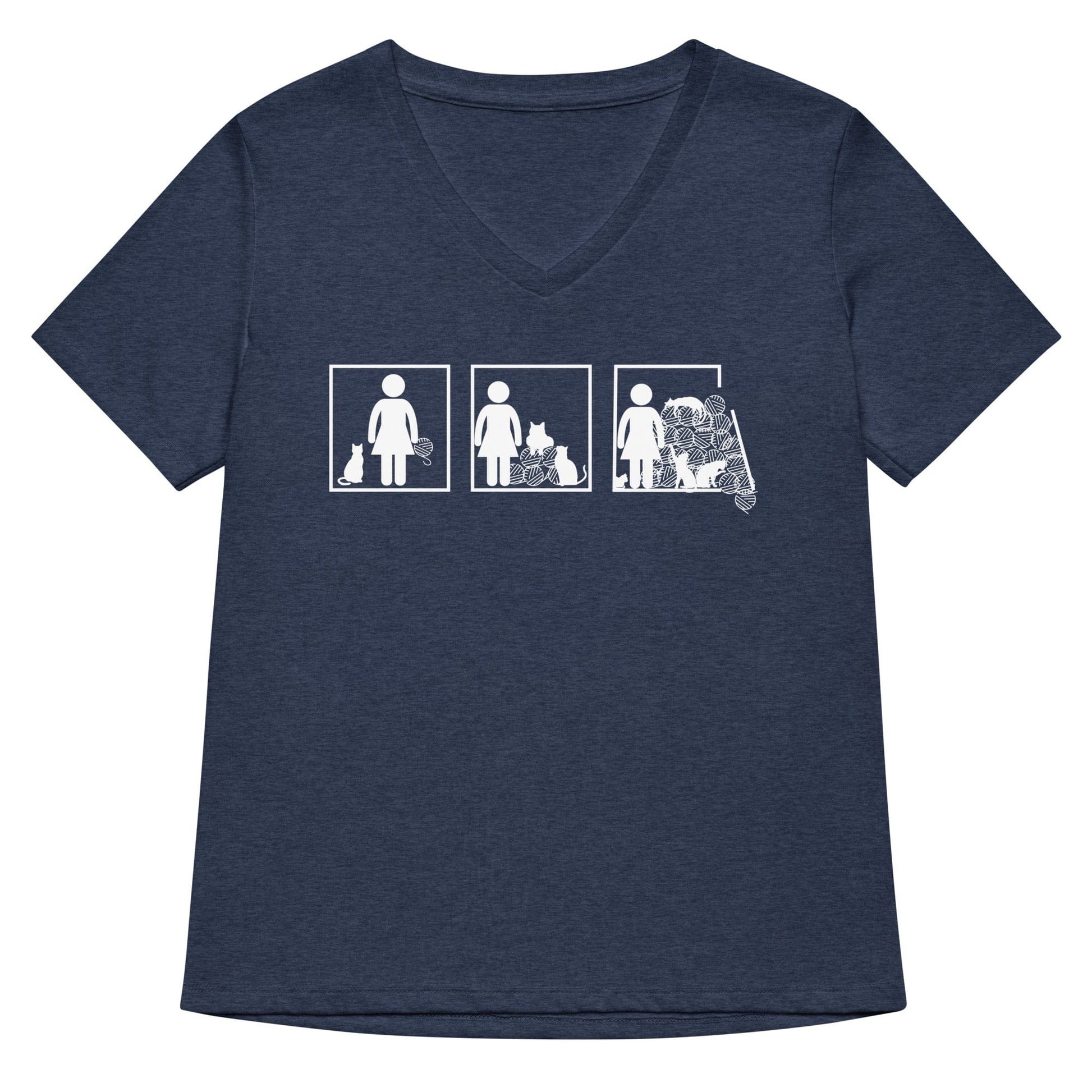 The Inevitable Escalation V Neck T-Shirt Heather Navy / S