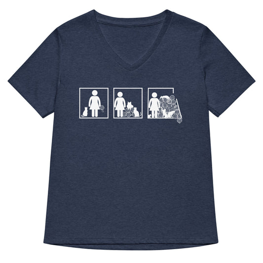 The Inevitable Escalation V Neck T-Shirt Heather Navy / S