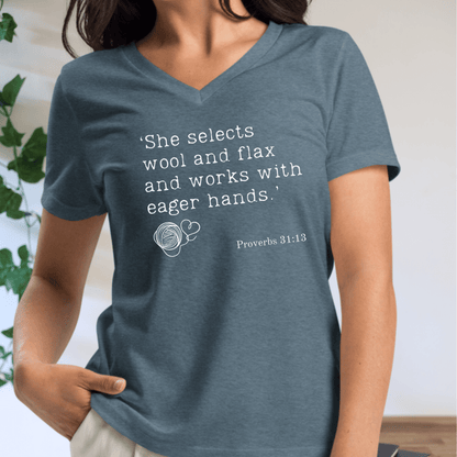 Christian Proverb V Neck t-shirt Heather Slate / S