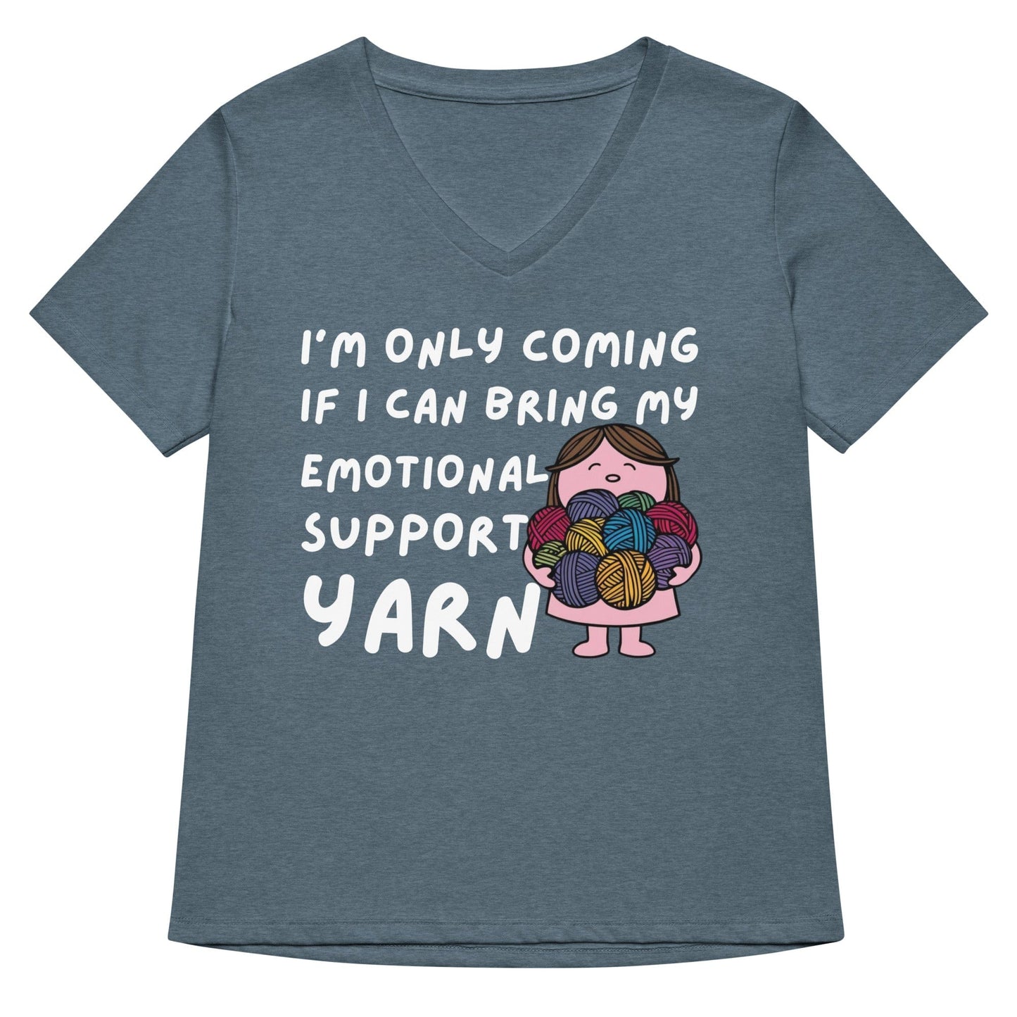 Emotional Support V Neck T-Shirt Heather Slate / S