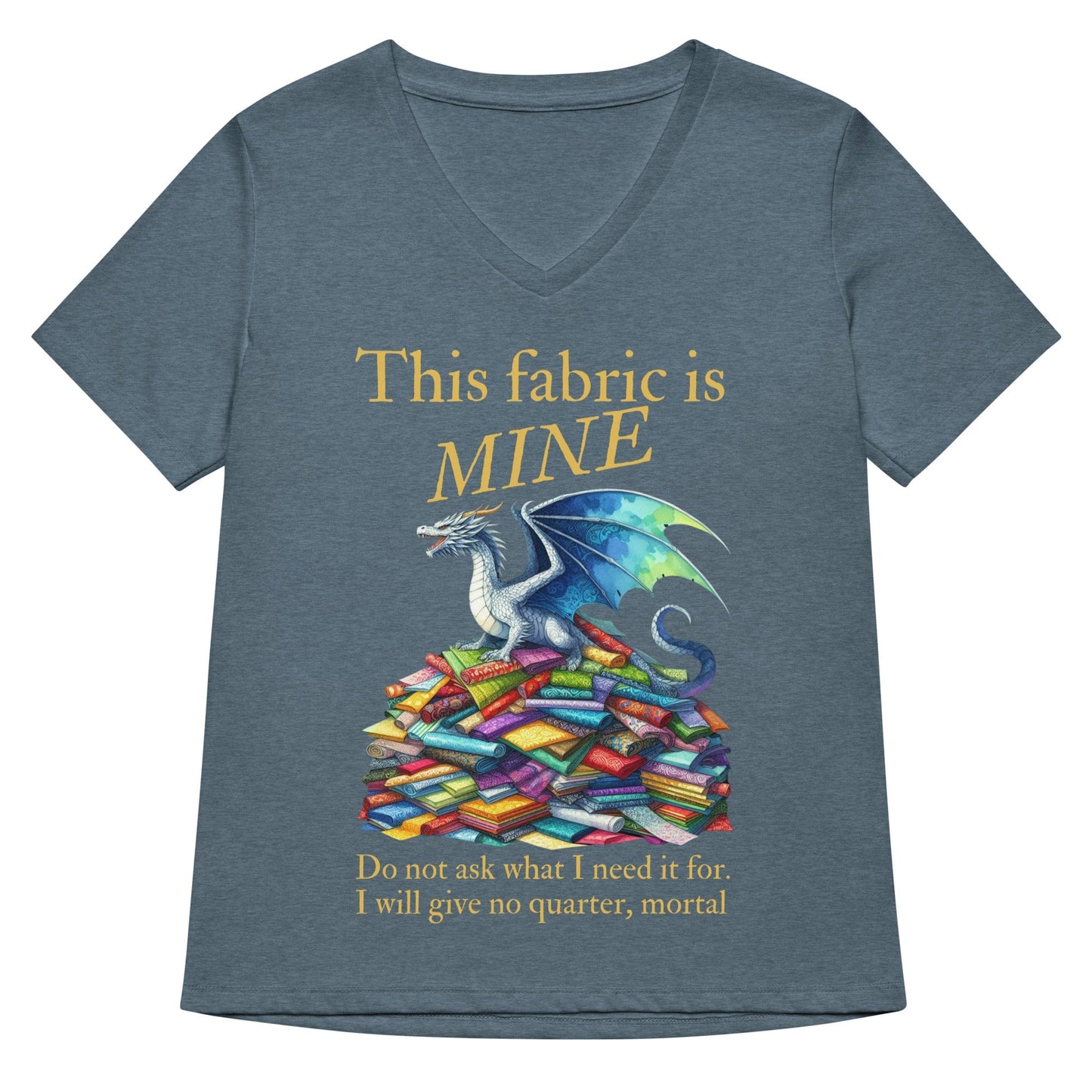 Fabric Dragon Hoarder V Neck T-Shirt Heather Slate / S