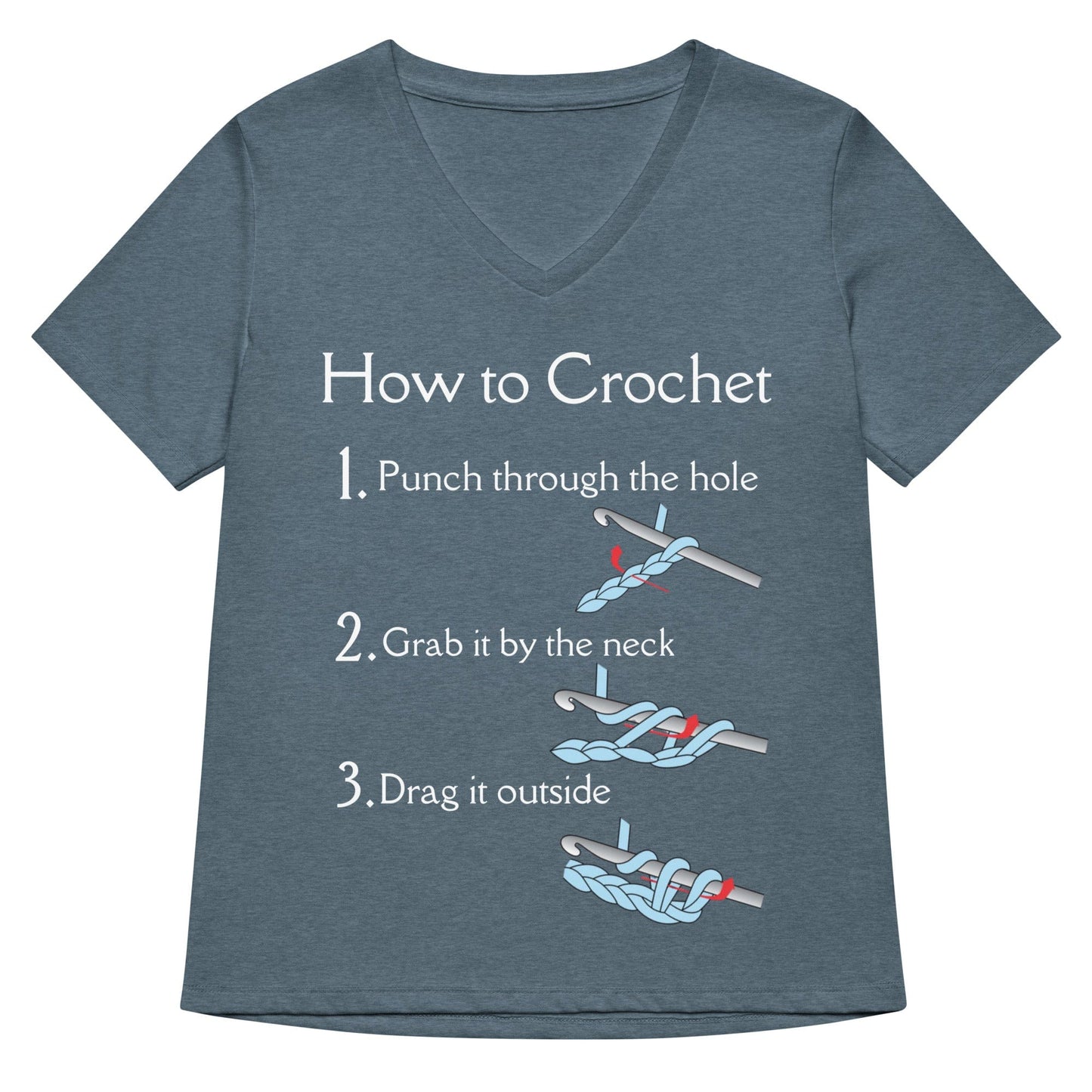 How to Crochet V Neck T-Shirt Heather Slate / S