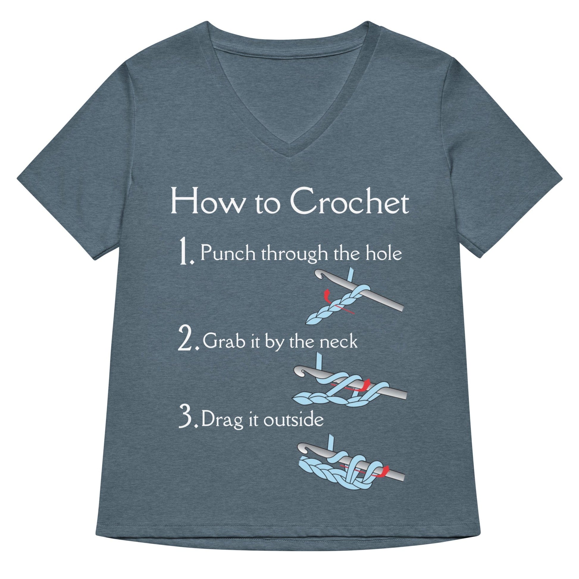 How to Crochet V Neck T-Shirt Heather Slate / S