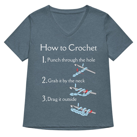 How to Crochet V Neck T-Shirt Heather Slate / S