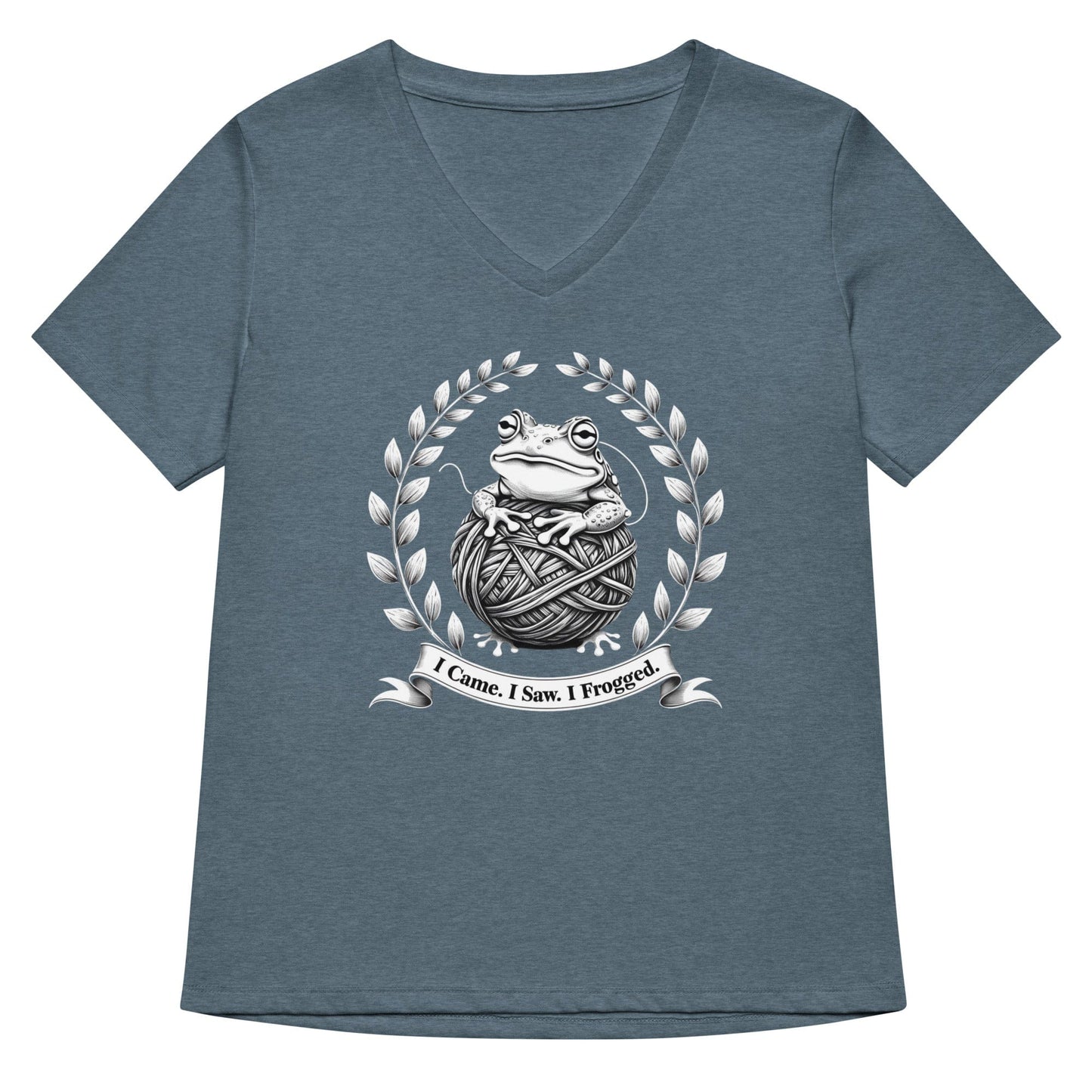 I came, I saw, I Frogged V Neck T-Shirt Heather Slate / S