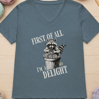I'm a Delight V Neck T-Shirt Heather Slate / S