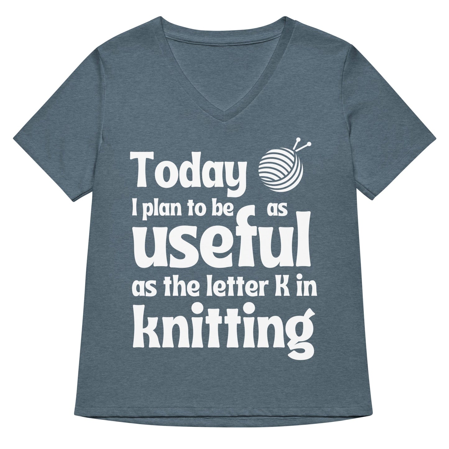 K in Knitting V Neck T-Shirt Heather Slate / S