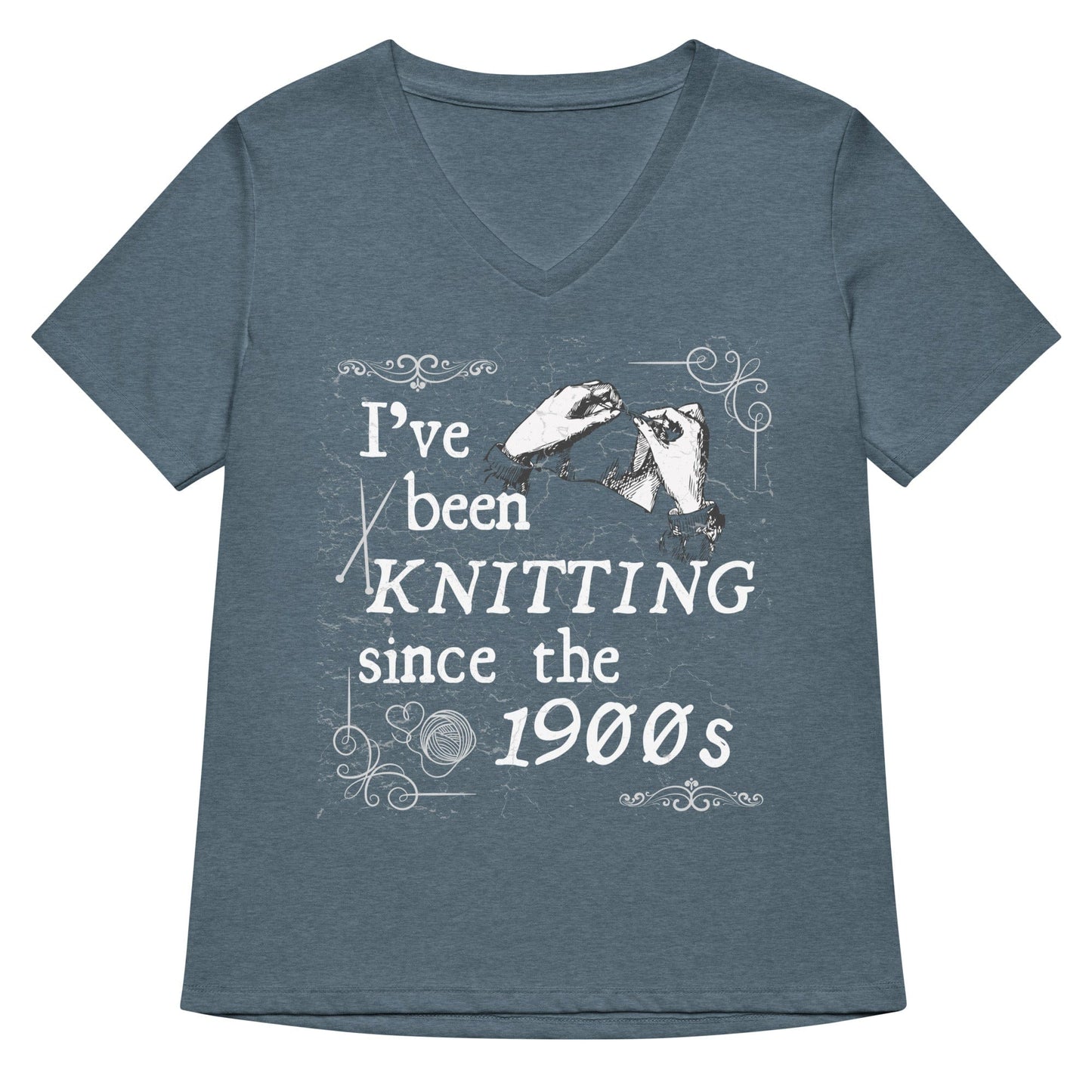 Knitting Since the 1900s V Neck T-Shirt Heather Slate / S
