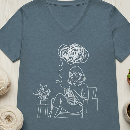 Mental Health V Neck T-Shirt Heather Slate / S