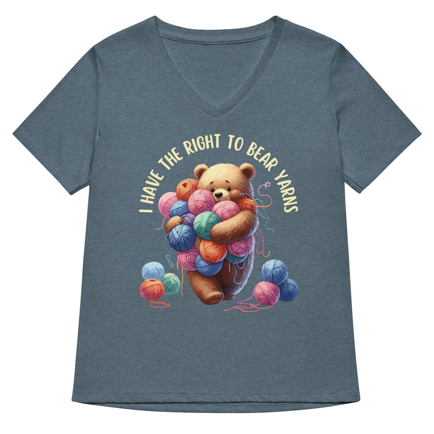 Right to Bear Yarns V Neck T-Shirt Heather Slate / S