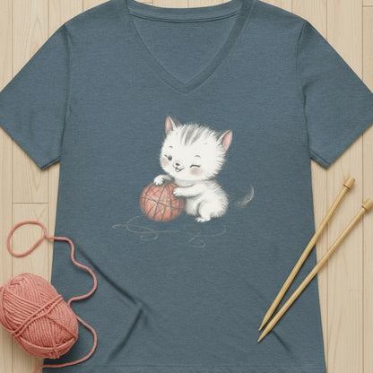 Soft Kitty V Neck T-Shirt Heather Slate / S