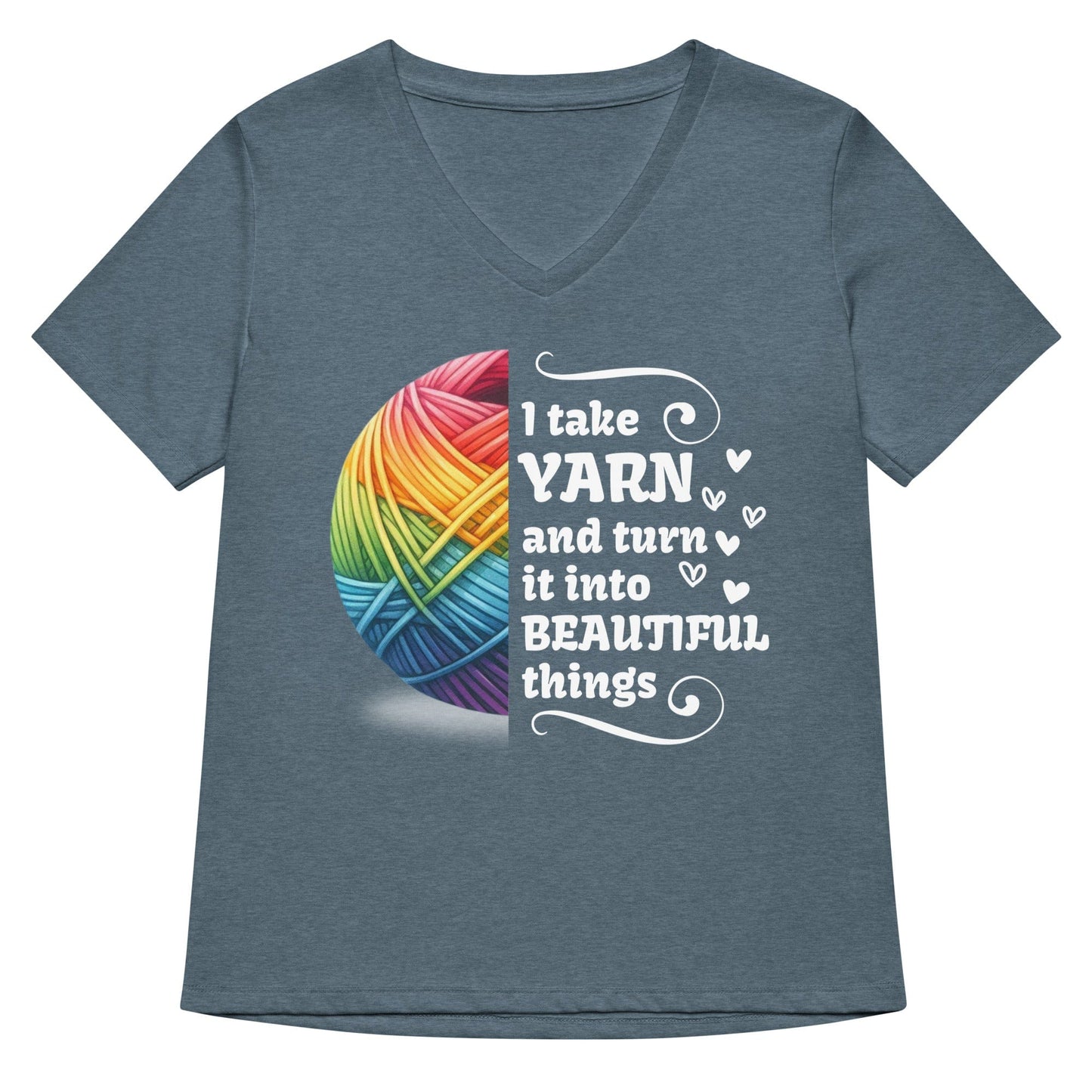 Yarn to Beauty V Neck T-Shirt Heather Slate / S