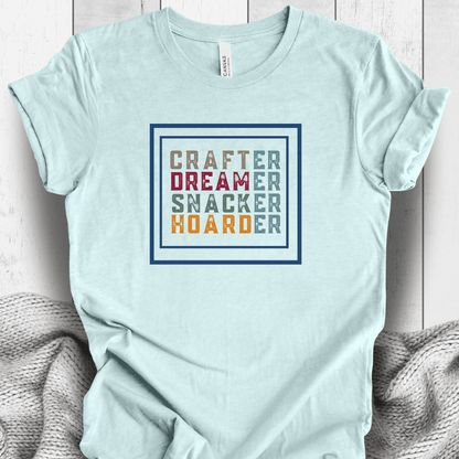 Crafter / Dreamer (with border) T-Shirt Ice Blue / S