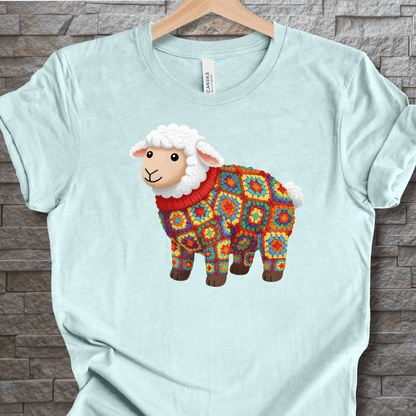 Crochet Sheep T-Shirt Ice Blue / S