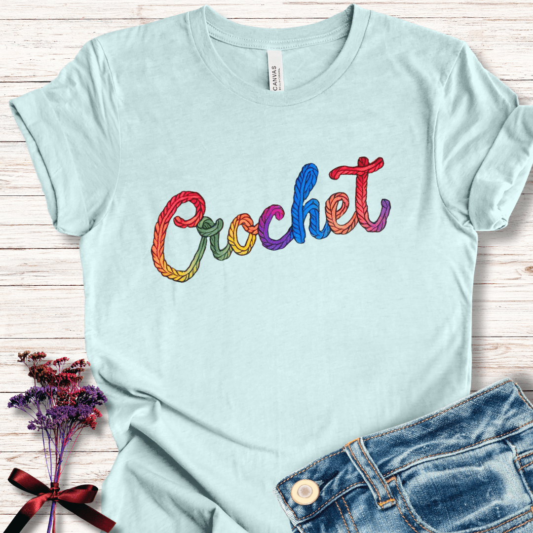 Rainbow Crochet T-Shirt Ice Blue / S