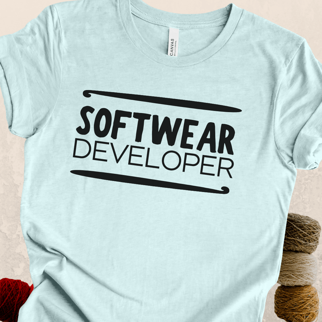 Software Developer Crochet T-Shirt Ice Blue / S