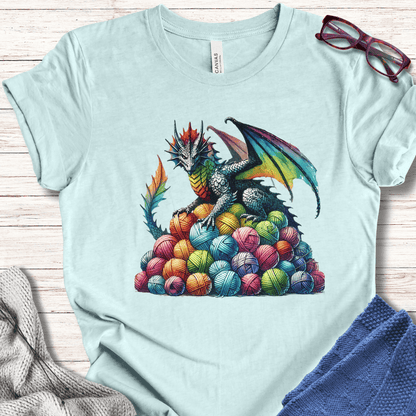 Yarn Dragon (no slogan) T-Shirt Ice Blue / S