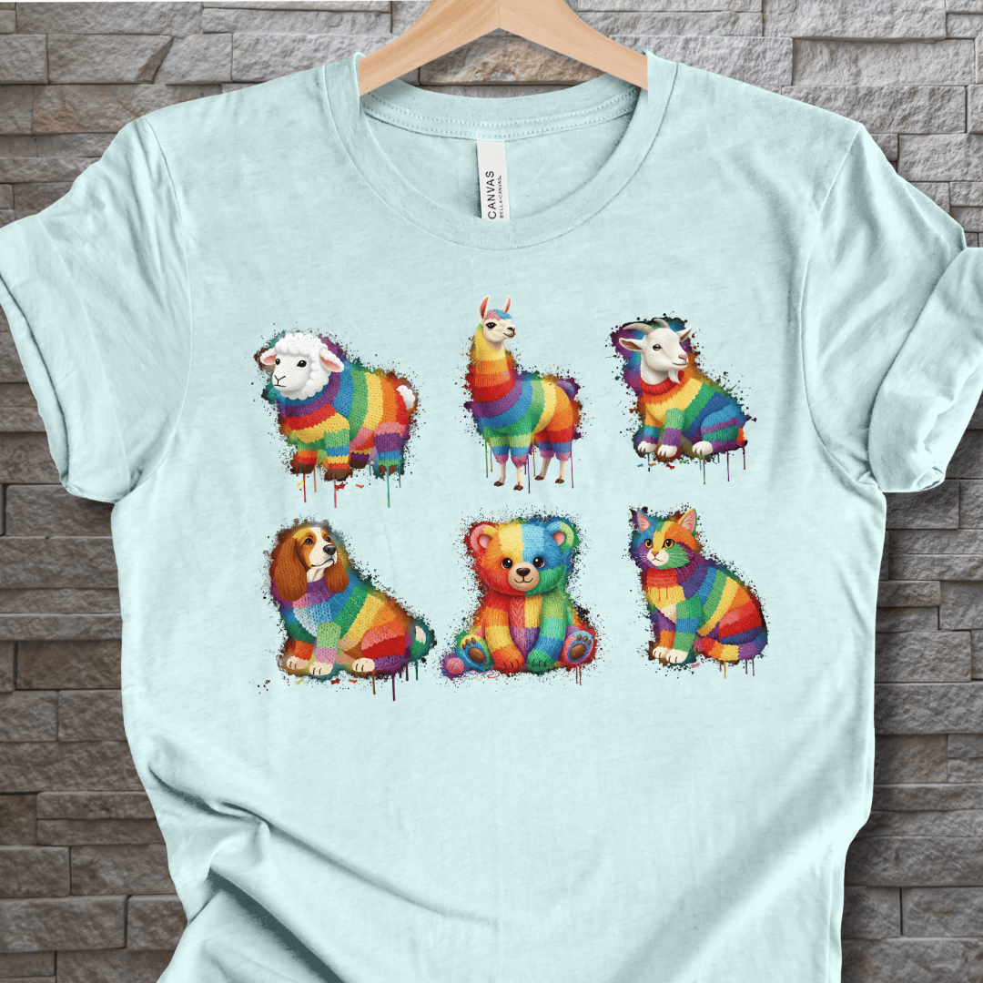 Animal Dye Splash Grid T-Shirt Ice Blue / XS