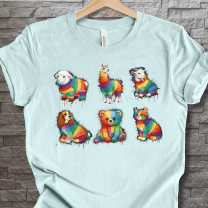 Animal Dye Splash Grid T-Shirt Ice Blue / XS