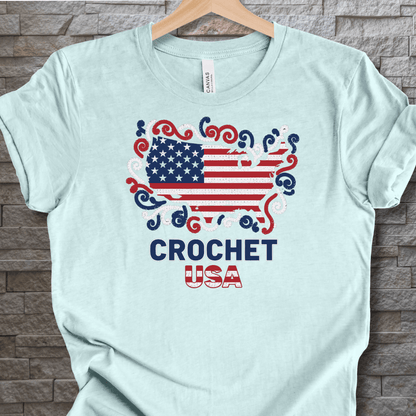 Crochet USA T-Shirt Ice Blue / XS