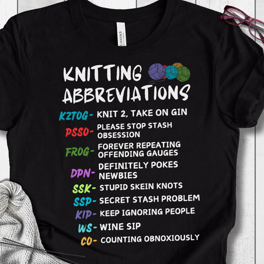 Knitting Abbreviations T-Shirt