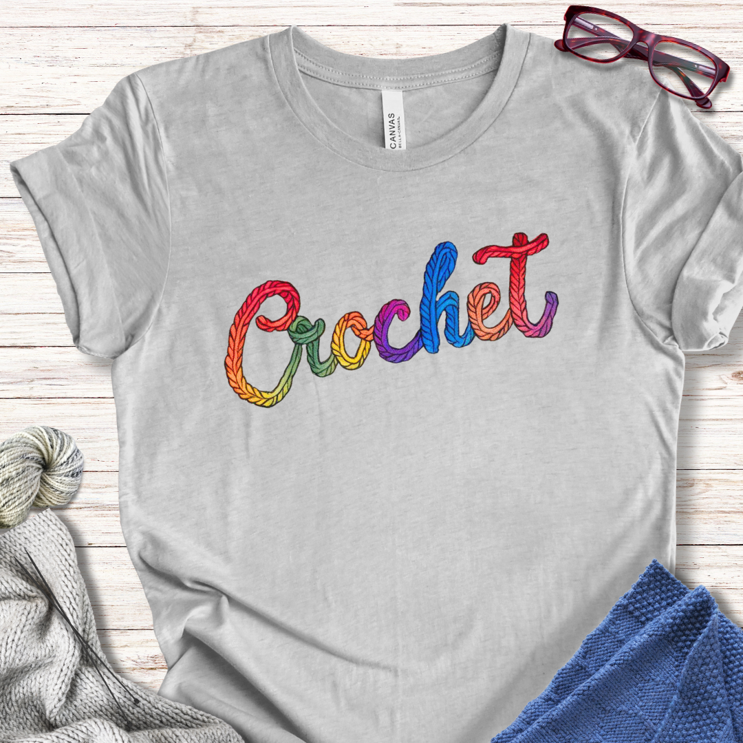 Rainbow Crochet T-Shirt Light Grey / S