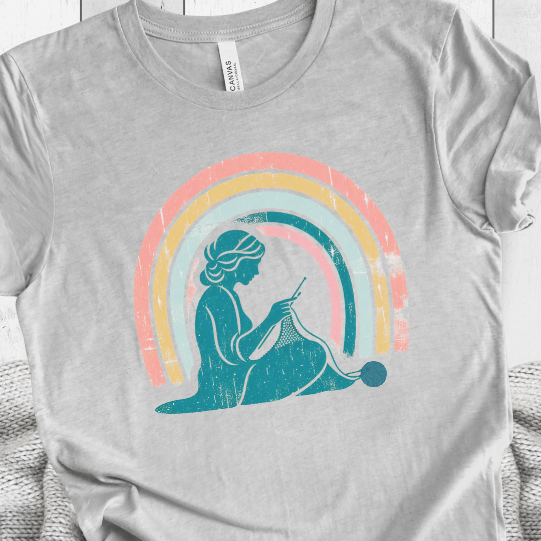Retro Knitting T-Shirt Light Grey / S