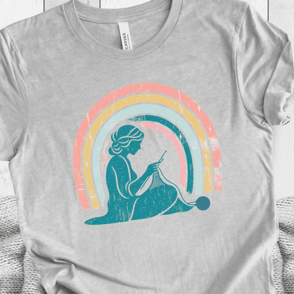 Retro Knitting T-Shirt Light Grey / S