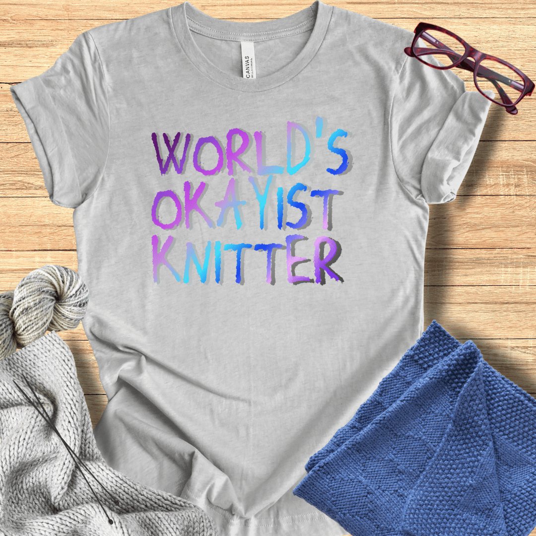 Worlds Okayist Knitter T-Shirt Light Grey / S