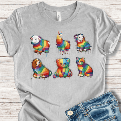 Animal Dye Splash Grid T-Shirt Light Grey / XS