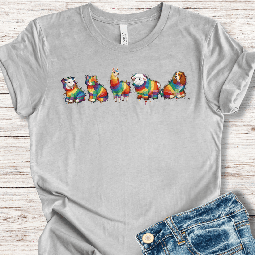 Animal Dye Splash Lineup T-Shirt Light Grey / XS