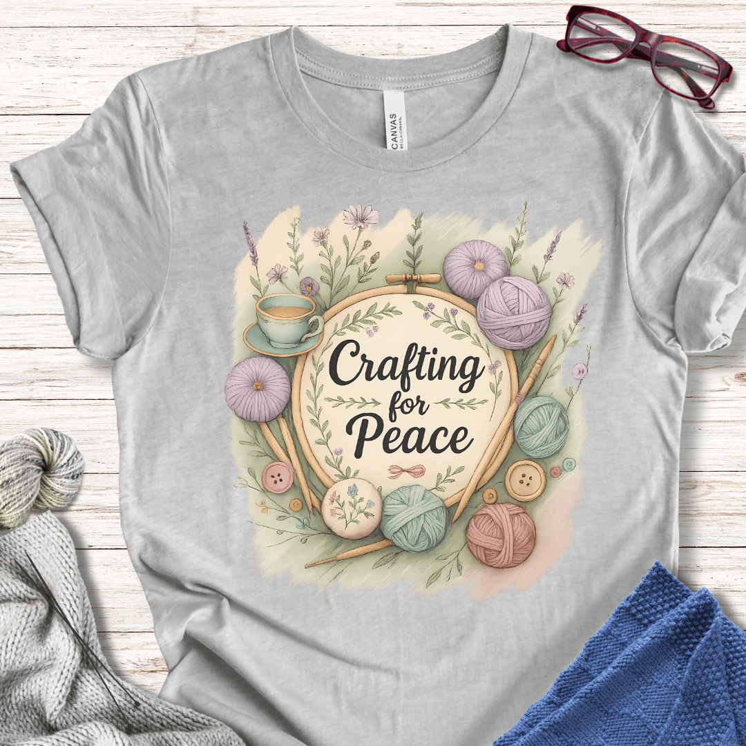 Crafting for Peace T-Shirt Light Grey / XS