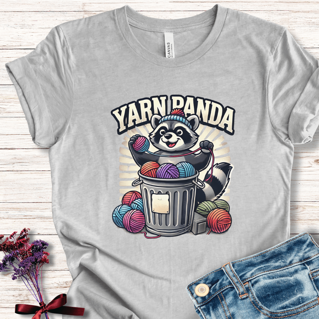 Cute Yarn Panda T-Shirt Light Grey / XS