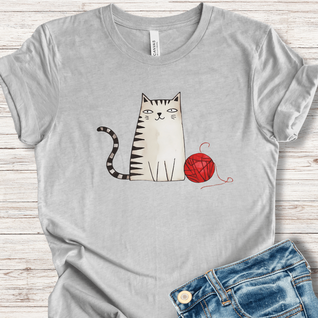 Sketchy Cat T-Shirt Light Grey / XS