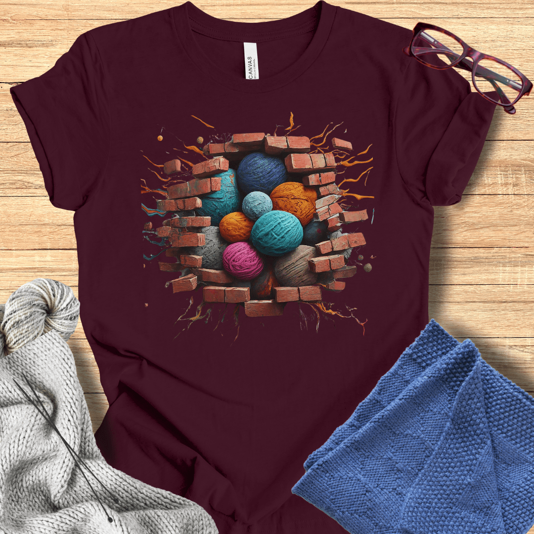 3D Yarn Wall T-Shirt Maroon / S