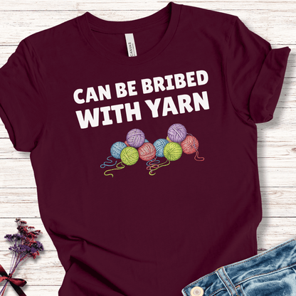 Bribed With Yarn T-Shirt Maroon / S